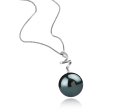 12-13mm AAA Quality Tahitian Cultured Pearl Pendant in Lydia Black