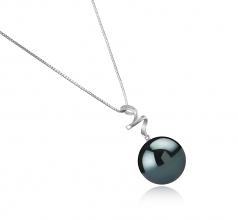 12-13mm AAA Quality Tahitian Cultured Pearl Pendant in Lydia Black