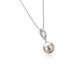 9-10mm AAAA Quality Freshwater Cultured Pearl Pendant in Shamara White