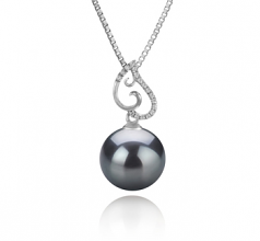 10-11mm AAA Quality Tahitian Cultured Pearl Pendant in Belinda Black