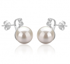 10-11mm AAAA Quality Freshwater Cultured Pearl Earring Pair in Hailey White
