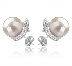 10-11mm AAAA Quality Freshwater Cultured Pearl Earring Pair in Berry White