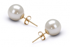 10-11mm AAAA Quality Freshwater Cultured Pearl Earring Pair in White