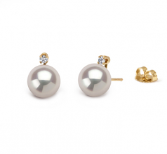 7-8mm AAA Quality Japanese Akoya Cultured Pearl Earring Pair in Eternity White