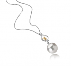 11-12mm AAAA Quality Freshwater - Edison Cultured Pearl Pendant in Caresse White