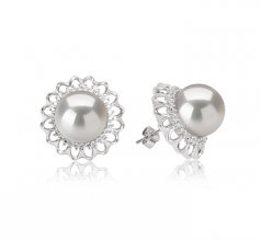 12-13mm AA+ Quality Freshwater - Edison Cultured Pearl Earring Pair in Edison Margot White