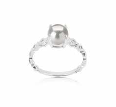 7.5-8mm AAAA Quality Freshwater Cultured Pearl Ring in Dawn White