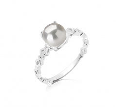 7.5-8mm AAAA Quality Freshwater Cultured Pearl Ring in Dawn White