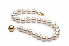 6.5-7mm Hanadama - AAAA Quality Japanese Akoya Cultured Pearl Bracelet in Hanadama 8-inch White