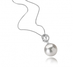 11-12mm AAAA Quality Freshwater - Edison Cultured Pearl Pendant in Trish White