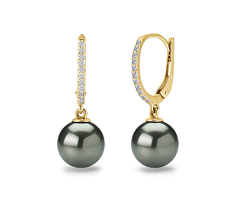 10-11mm AAA Quality Tahitian Cultured Pearl Earring Pair in Victoria Black