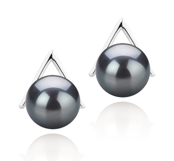 8-9mm AAAA Quality Freshwater Cultured Pearl Earring Pair in Africa Black