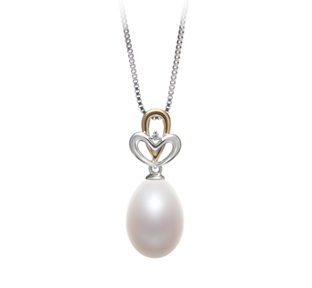 10-11mm AA - Drop Quality Freshwater Cultured Pearl Pendant in Aida White