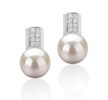8-9mm AAA Quality Freshwater Cultured Pearl Earring Pair in Alina White 8-9mm AAA Quality Freshwater Cultured Pearl Earring Pair in Alina White