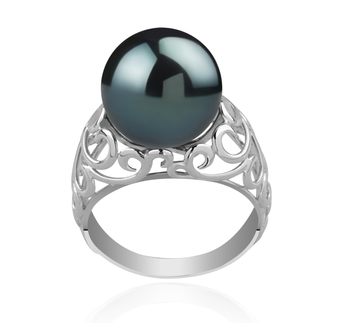 12-13mm AA Quality Tahitian Cultured Pearl Ring in Alva Black