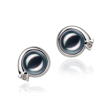 7-8mm AA Quality Japanese Akoya Cultured Pearl Earring Pair in Angelina Black 7-8mm AA Quality Japanese Akoya Cultured Pearl Earring Pair in Angelina Black