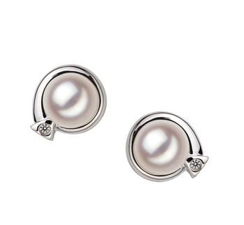7-8mm AA Quality Japanese Akoya Cultured Pearl Earring Pair in Angelina White