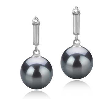 8-9mm AAAA Quality Freshwater Cultured Pearl Earring Pair in Aoife Black