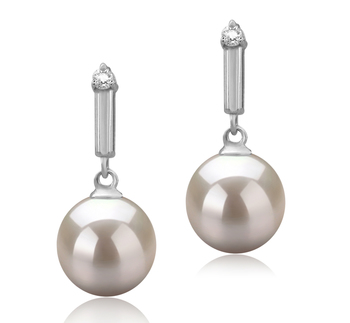 8-9mm AAAA Quality Freshwater Cultured Pearl Earring Pair in Aoife White 8-9mm AAAA Quality Freshwater Cultured Pearl Earring Pair in Aoife White