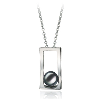 7-8mm AA Quality Freshwater Cultured Pearl Pendant in Athena Black