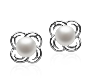 7-8mm AA Quality Freshwater Cultured Pearl Earring Pair in Bella White 7-8mm AA Quality Freshwater Cultured Pearl Earring Pair in Bella White
