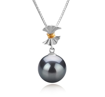 9-10mm AAA Quality Tahitian Cultured Pearl Pendant in Belva Black 9-10mm AAA Quality Tahitian Cultured Pearl Pendant in Belva Black