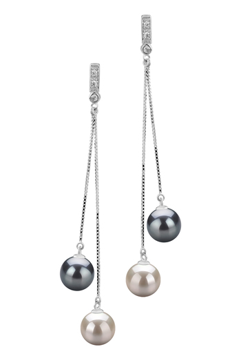 7-8mm AAAA Quality Freshwater Cultured Pearl Earring Pair in Brenda Black