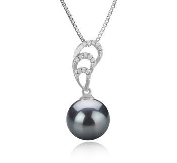 10-11mm AAA Quality Tahitian Cultured Pearl Pendant in Camille Black