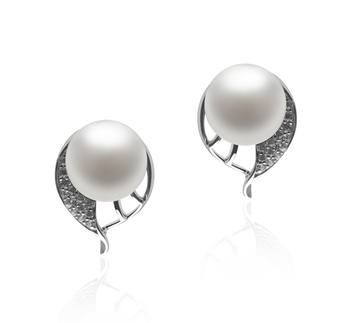 7-8mm AA Quality Freshwater Cultured Pearl Earring Pair in Carina White