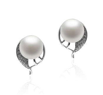 7-8mm AA Quality Freshwater Cultured Pearl Earring Pair in Carina White 7-8mm AA Quality Freshwater Cultured Pearl Earring Pair in Carina White