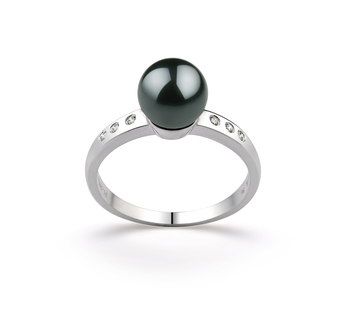 7.5-8mm AAA Quality Japanese Akoya Cultured Pearl Ring in Cecelia Black 7.5-8mm AAA Quality Japanese Akoya Cultured Pearl Ring in Cecelia Black