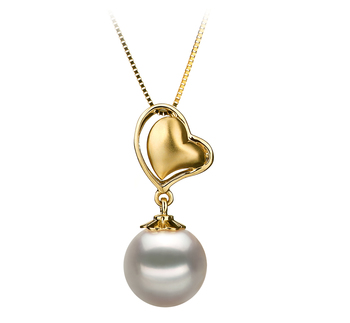 8-9mm AA Quality Japanese Akoya Cultured Pearl Pendant in Cora White