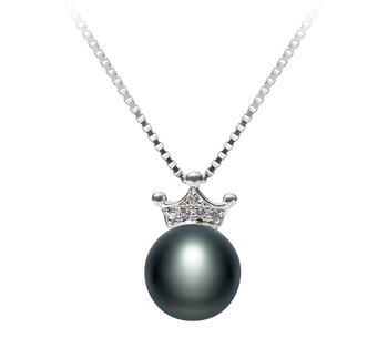 8-9mm AAA Quality Freshwater Cultured Pearl Pendant in Crown Black