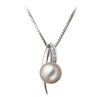 7-8mm AA Quality Japanese Akoya Cultured Pearl Pendant in Destina White