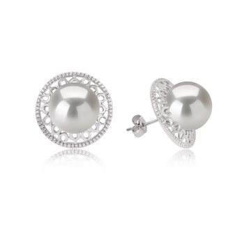 12-13mm AA+ Quality Freshwater - Edison Cultured Pearl Earring Pair in Edison Yalena White 12-13mm AA+ Quality Freshwater - Edison Cultured Pearl Earring Pair in Edison Yalena White