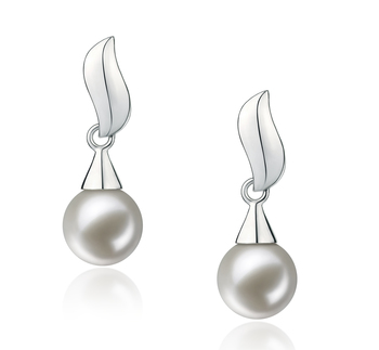 7-8mm AAAA Quality Freshwater Cultured Pearl Earring Pair in Edith White 7-8mm AAAA Quality Freshwater Cultured Pearl Earring Pair in Edith White