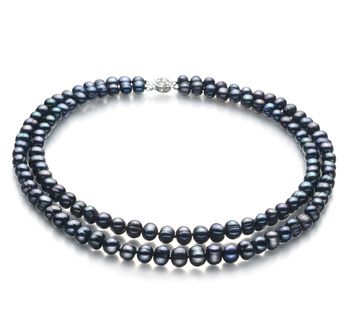 6-7mm A Quality Freshwater Cultured Pearl Necklace in Eliana Black 6-7mm A Quality Freshwater Cultured Pearl Necklace in Eliana Black