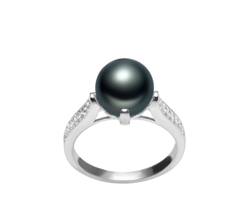 8-9mm AAA Quality Freshwater Cultured Pearl Ring in Erica Black