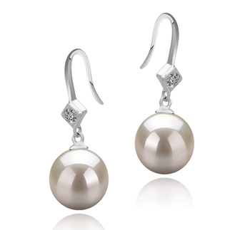 8-9mm AAAA Quality Freshwater Cultured Pearl Earring Pair in Ethel White 8-9mm AAAA Quality Freshwater Cultured Pearl Earring Pair in Ethel White