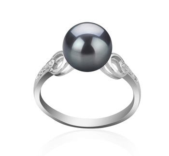 8-9mm AAAA Quality Freshwater Cultured Pearl Ring in Eunice Black 8-9mm AAAA Quality Freshwater Cultured Pearl Ring in Eunice Black