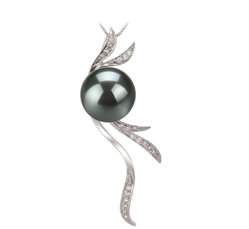 10-10.5mm AAA Quality Tahitian Cultured Pearl Pendant in Florence Black
