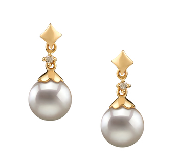 7-8mm AA Quality Japanese Akoya Cultured Pearl Earring Pair in Georgia White 7-8mm AA Quality Japanese Akoya Cultured Pearl Earring Pair in Georgia White