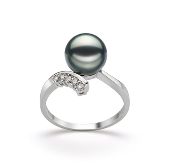 8-9mm AA Quality Japanese Akoya Cultured Pearl Ring in Grace Black