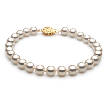 6.5-7mm Hanadama - AAAA Quality Japanese Akoya Cultured Pearl Bracelet in Hanadama 7.5-inch White 6.5-7mm Hanadama - AAAA Quality Japanese Akoya Cultured Pearl Bracelet in Hanadama 7.5-inch White