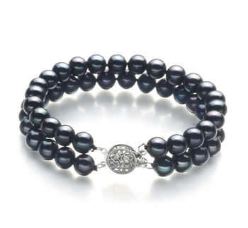 6-7mm AA Quality Freshwater Cultured Pearl Bracelet in Henrike Black 6-7mm AA Quality Freshwater Cultured Pearl Bracelet in Henrike Black