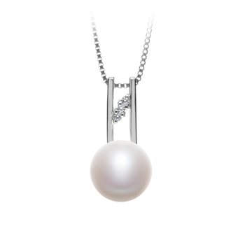 9-10mm AA Quality Freshwater Cultured Pearl Pendant in Hiriko White