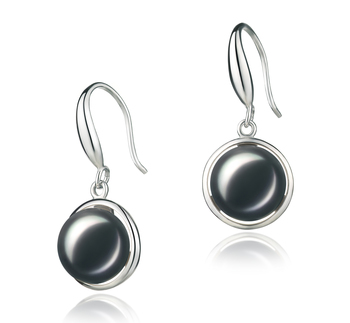 9-10mm AA Quality Freshwater Cultured Pearl Earring Pair in Holly Black 9-10mm AA Quality Freshwater Cultured Pearl Earring Pair in Holly Black