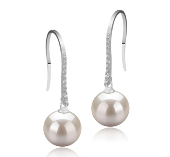 10-11mm AAAA Quality Freshwater Cultured Pearl Earring Pair in Janet-Fishhook White 10-11mm AAAA Quality Freshwater Cultured Pearl Earring Pair in Janet-Fishhook White