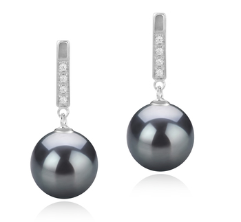 9-10mm AAA Quality Tahitian Cultured Pearl Earring Pair in Janet Black 9-10mm AAA Quality Tahitian Cultured Pearl Earring Pair in Janet Black