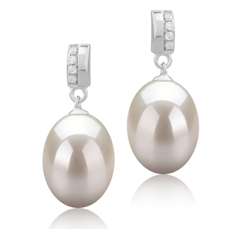 9-10mm AAA Quality Freshwater Cultured Pearl Earring Pair in Karley White 9-10mm AAA Quality Freshwater Cultured Pearl Earring Pair in Karley White